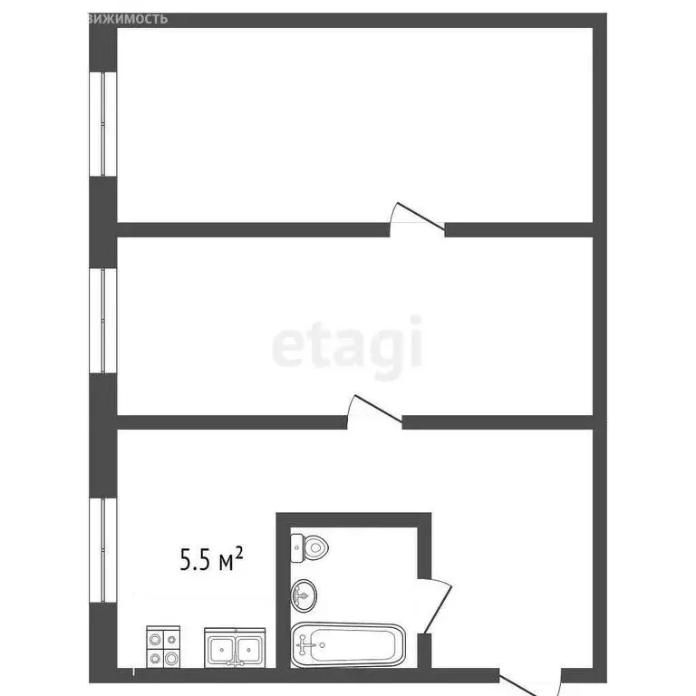 2-комнатная квартира: Рыбинск, улица Баженова, 34 (42 м) - Фото 0