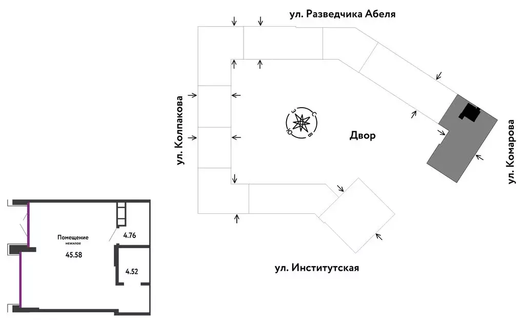 Помещение свободного назначения (54.86 м) - Фото 1
