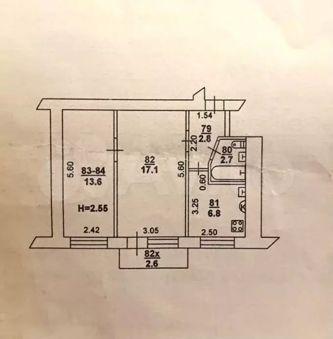 2-к. квартира, 44 м, 3/5 эт. - Фото 0