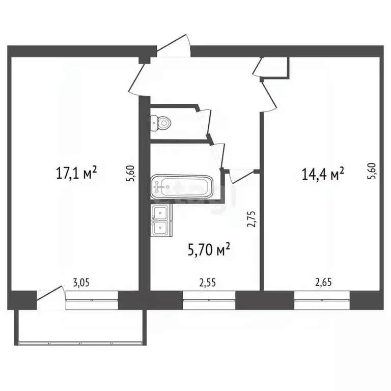 2-к кв. Челябинская область, Касли ул. Ломоносова, 10 (45.1 м) - Фото 2