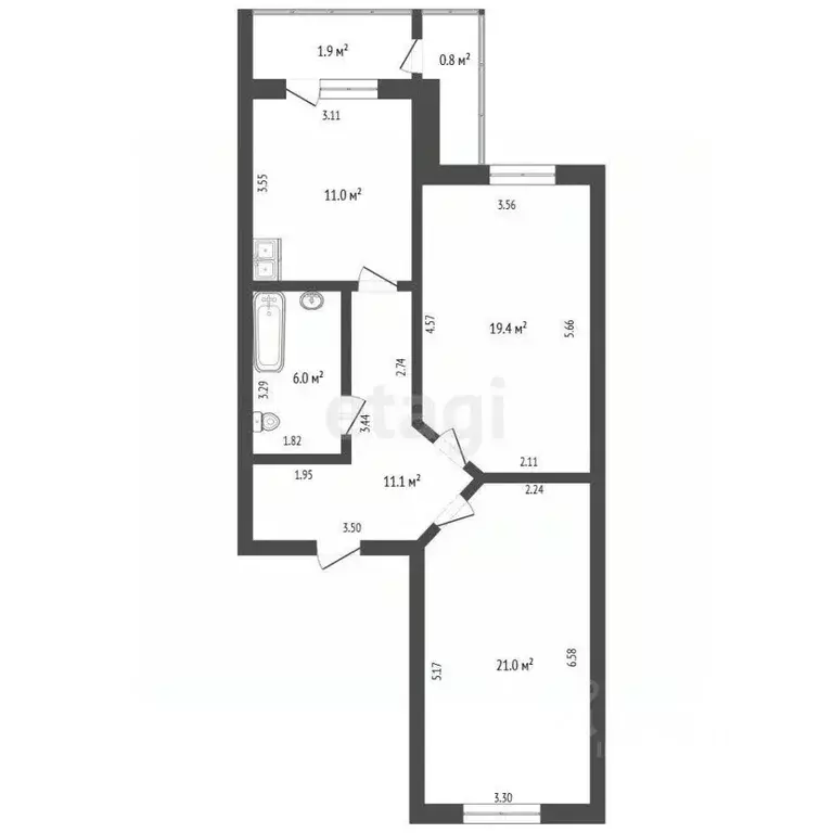 2-к кв. Забайкальский край, Чита ул. Богомягкова, 55 (68.5 м) - Фото 1