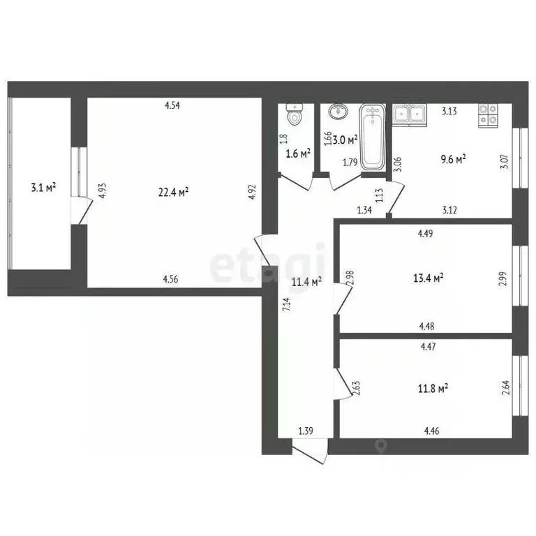 3-к кв. Мордовия, Саранск Республиканская ул., 7 (73.1 м) - Фото 2