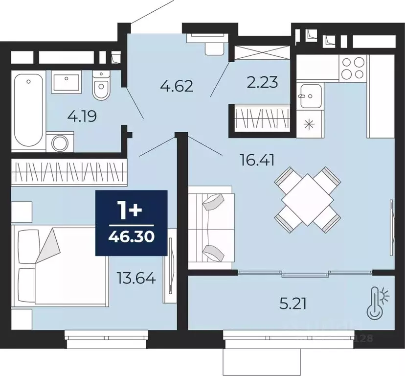 1-к кв. Тюменская область, Тюмень Беринг жилой комплекс (46.3 м) - Фото 1