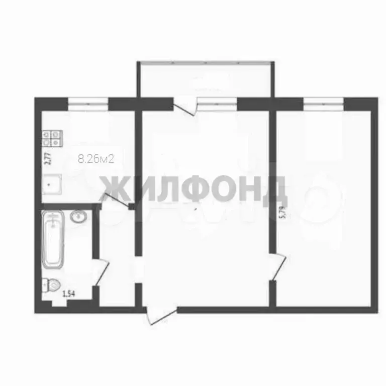 2-к. квартира, 56,5 м, 1/4 эт. - Фото 0