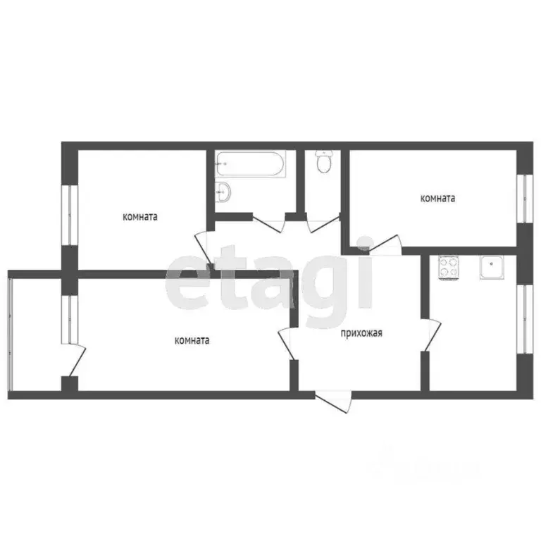 3-к кв. Коми, Ухта пос. УРМЗ, ул. Печорская, 20 (61.2 м) - Фото 1