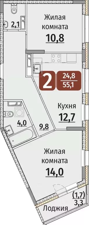 2-к кв. Чувашия, Чебоксары ул. Энергетиков (56.75 м) - Фото 1