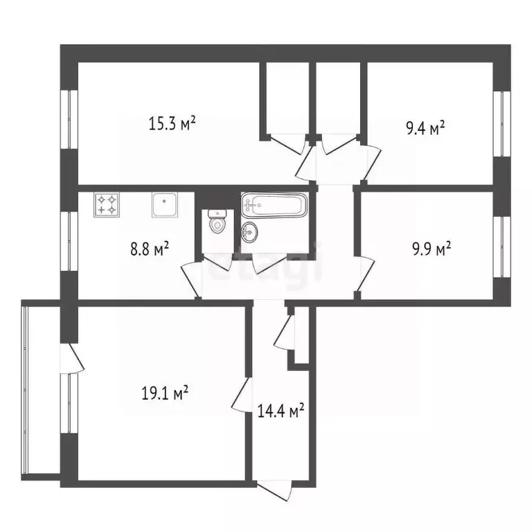 4-к кв. Красноярский край, Красноярск ул. Борисевича, 2 (83.9 м) - Фото 2