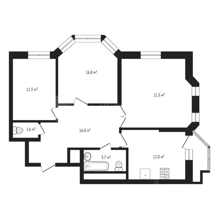 3-к кв. Тюменская область, Тюмень Первомайская ул., 50 (83.4 м) - Фото 2