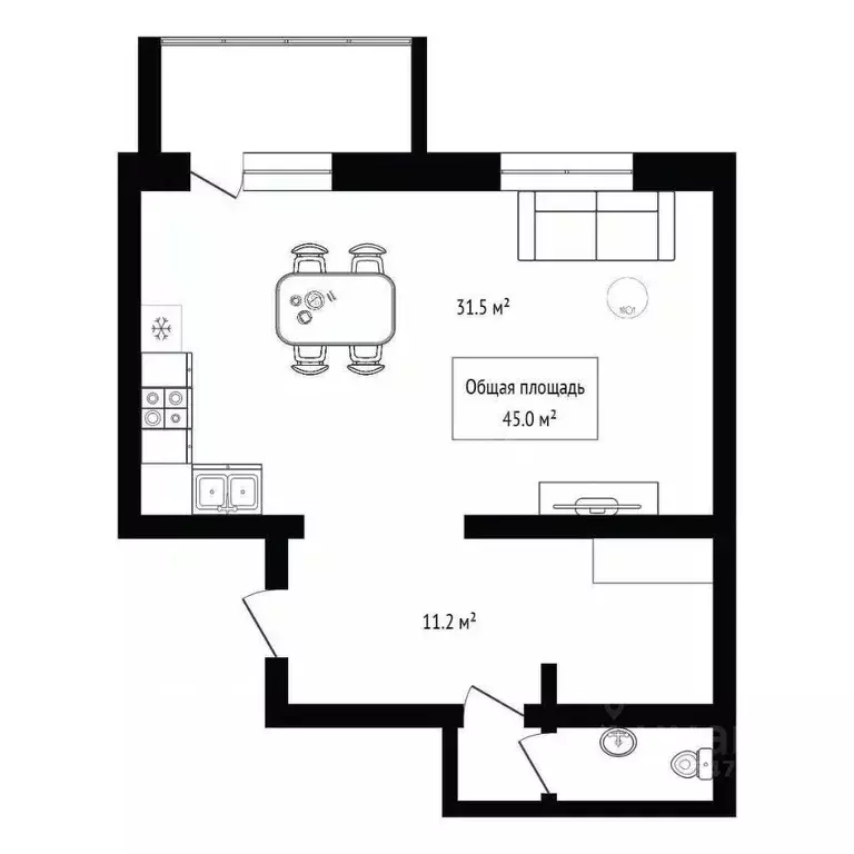1-к кв. Новосибирская область, Бердск ул. Салаирская, 3 (45.0 м) - Фото 1