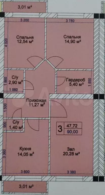 3-к. квартира, 90 м, 2/4 эт. - Фото 0