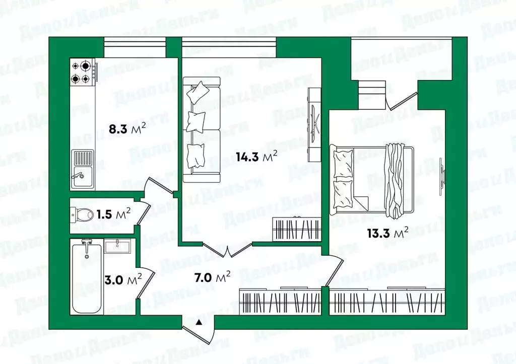 2-комнатная квартира: Киров, улица Романа Ердякова, 18 (48 м) - Фото 2