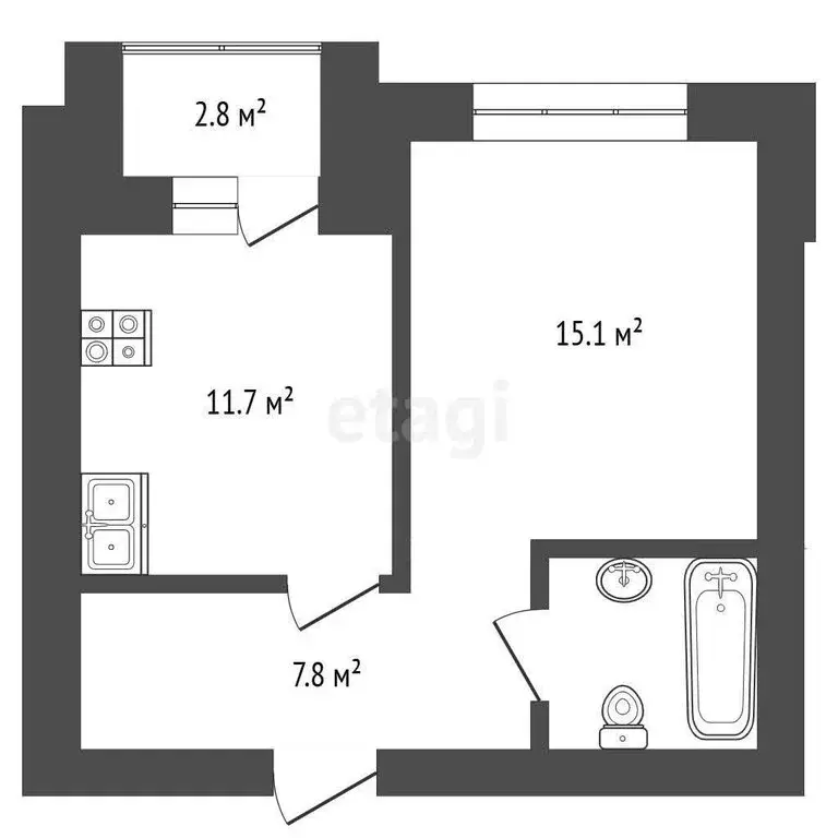 1-комнатная квартира: Тюмень, Полевая улица, 105к1 (40 м) - Фото 1