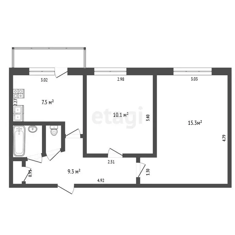2-комнатная квартира: Ижевск, Восточная улица, 32 (43 м) - Фото 1