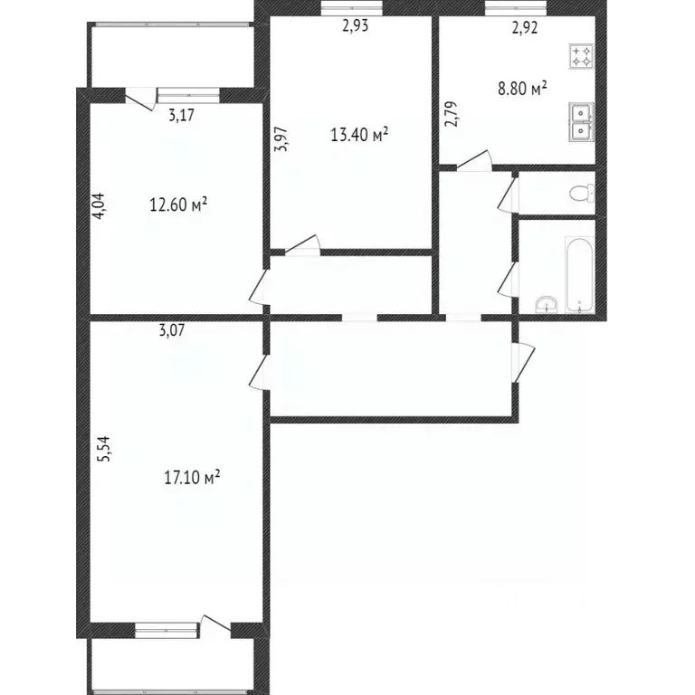 3-к кв. Белгородская область, Белгород ул. Щорса, 49 (78.0 м) - Фото 2