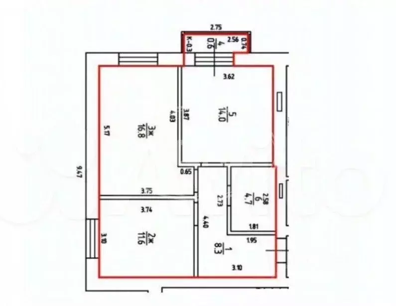 2-к кв. Калининградская область, Пионерский Октябрьская ул., 3Б к1 ... - Фото 2