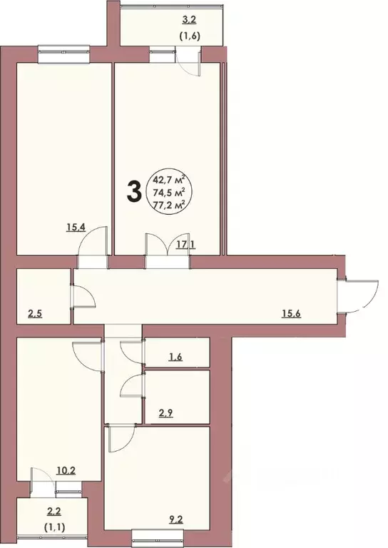 3-к кв. Волгоградская область, Волжский 38-й мкр, ул. С.Р. Медведева, ... - Фото 0