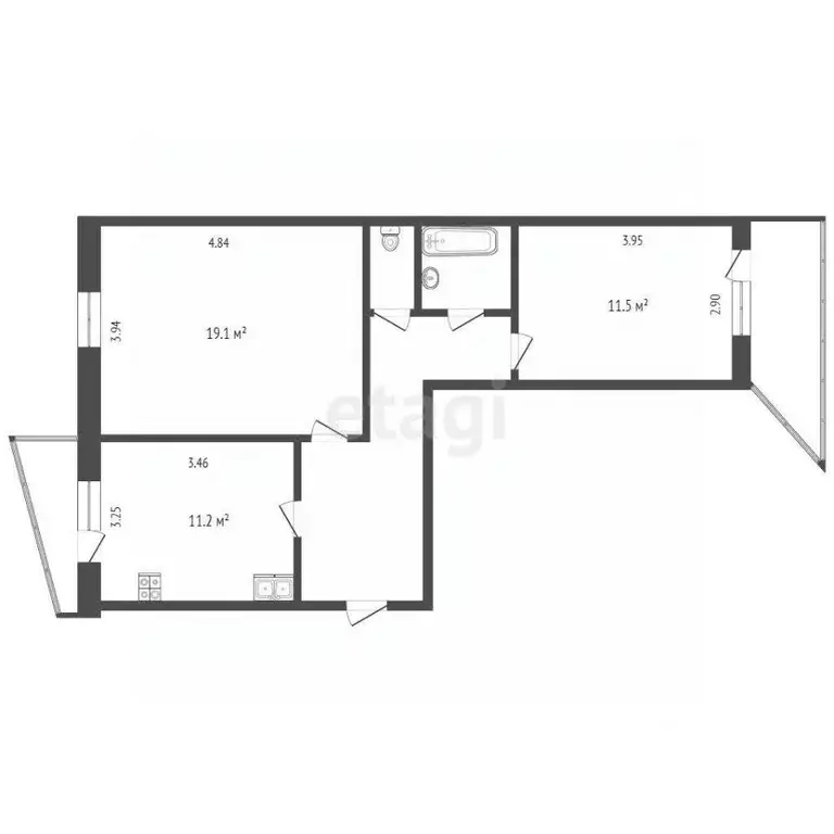 2-к кв. Тюменская область, Тюмень ул. Монтажников, 8 (56.0 м) - Фото 2