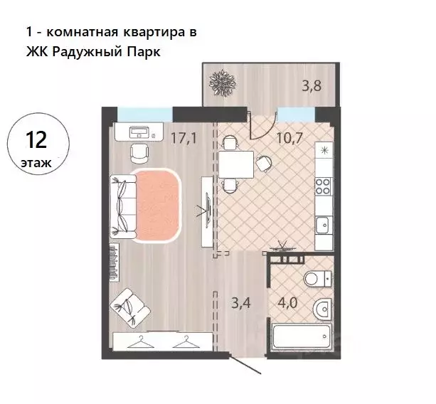 1-к кв. Иркутская область, Иркутск ул. Варламова, 104 (39.0 м) - Фото 1