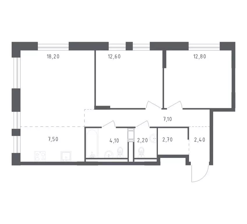 2-комнатная квартира: посёлок Песочный, Центральная улица, 85 (68.7 м) - Фото 1