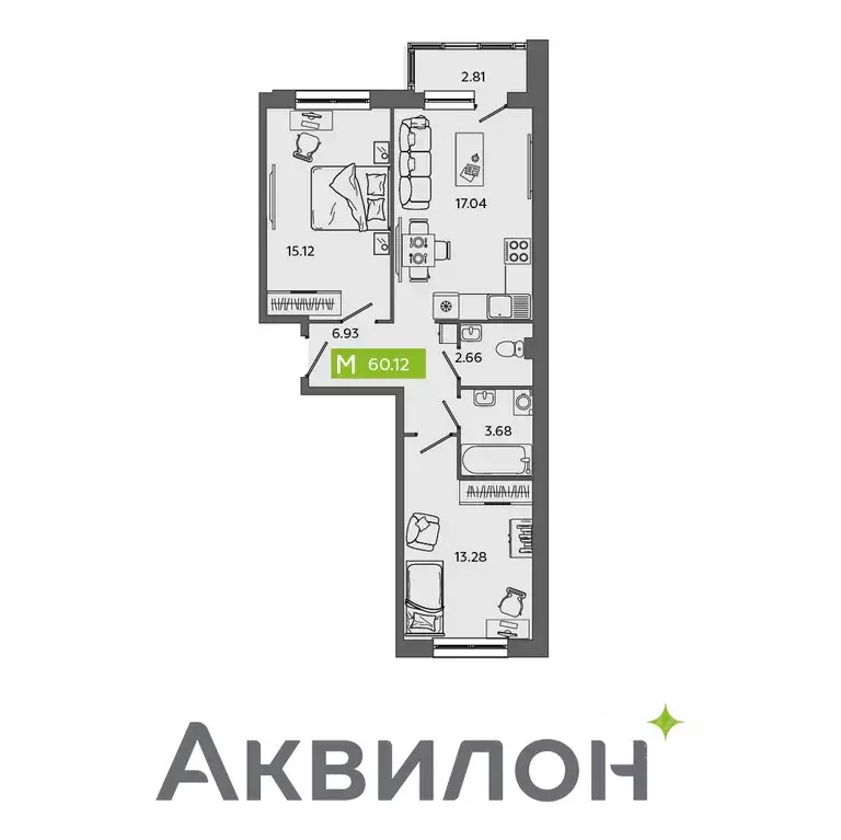 2-к кв. Архангельская область, Северодвинск Аквилон Севен жилой ... - Фото 1