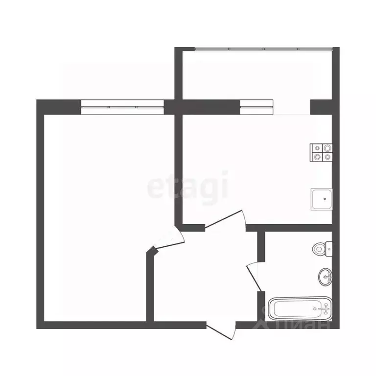 1-к кв. Смоленская область, Смоленск ул. Попова, 117 (29.5 м) - Фото 1