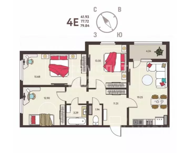 3-к кв. Липецкая область, Липецк Инстеп. Механизаторов жилой комплекс ... - Фото 1