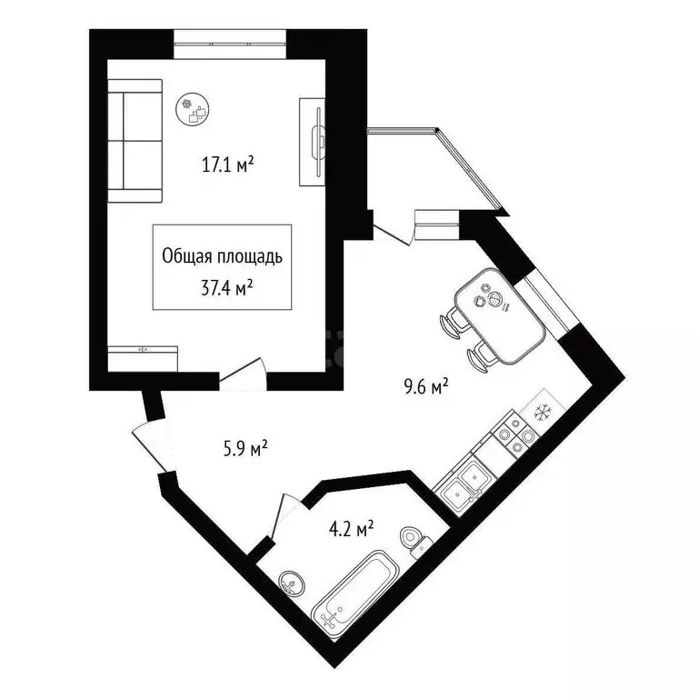 1-комнатная квартира: Искитим, Нагорная улица, 22 (37.4 м) - Фото 0