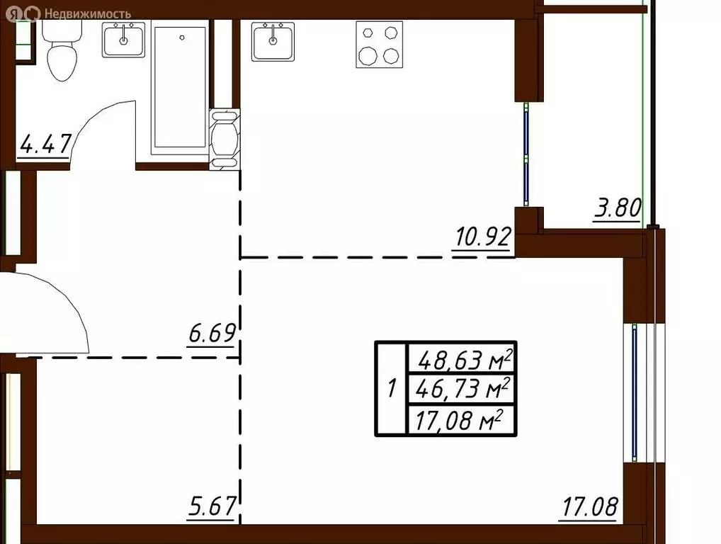 1-комнатная квартира: Калужская область, Обнинск, Белкинская улица, 34 ... - Фото 1