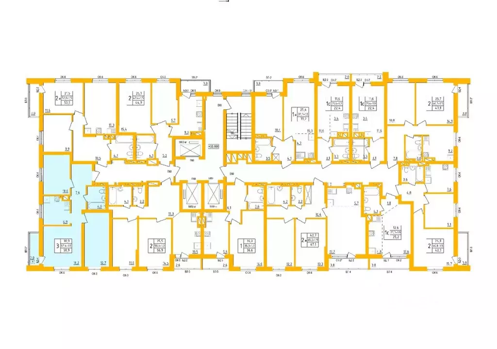3-к кв. Башкортостан, Уфа Инорс-4Б мкр, Акварель жилой комплекс (58.7 ... - Фото 2