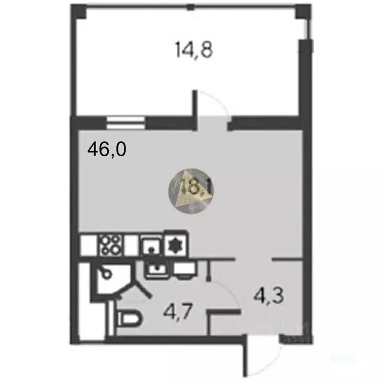 Студия Крым, Евпатория городской округ, Заозерное пгт ул. Аллея ... - Фото 2