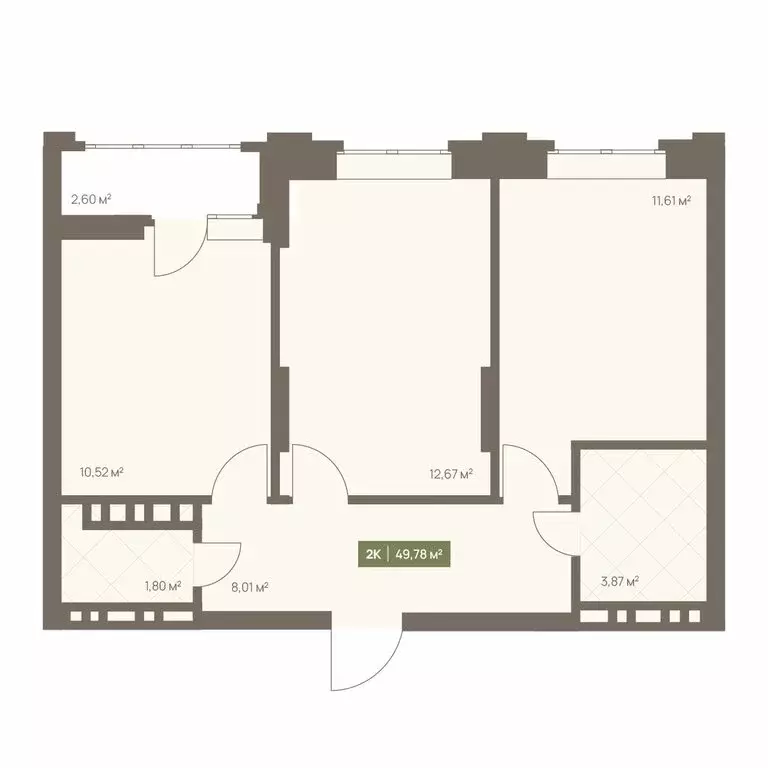 2-комнатная квартира: Кемерово, Московский проспект, 23А (49.78 м) - Фото 2