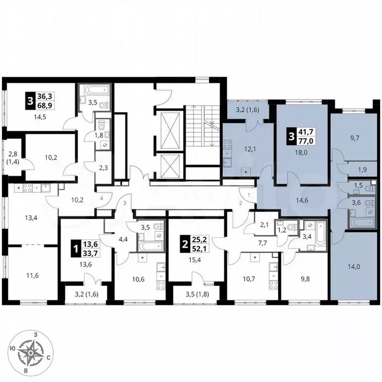 3-к. квартира, 77м, 2/24эт. - Фото 1