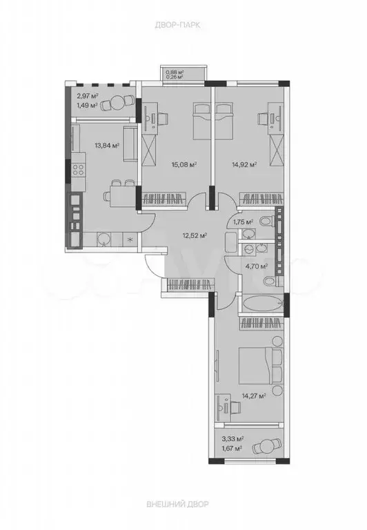 3-к. квартира, 80,5 м, 7/7 эт. - Фото 1