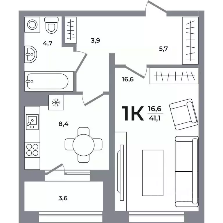 1-к кв. Новосибирская область, Новосибирск Беловежский мкр,  (40.9 м) - Фото 1