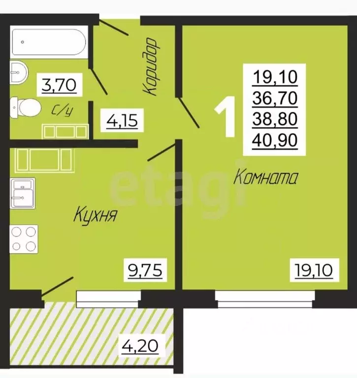 1-к кв. Смоленская область, Смоленск ул. Маршала Еременко, 54а (36.1 ... - Фото 2