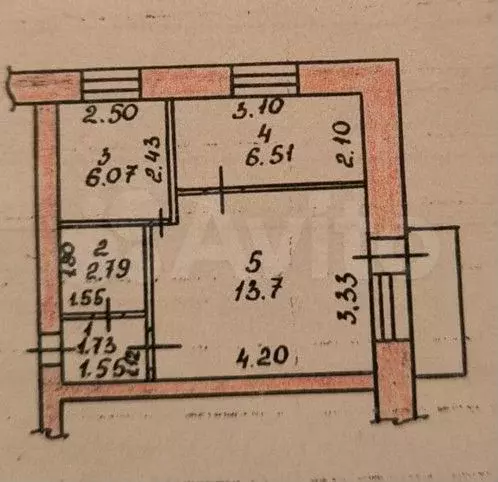 1-к. квартира, 33 м, 4/5 эт. - Фото 0