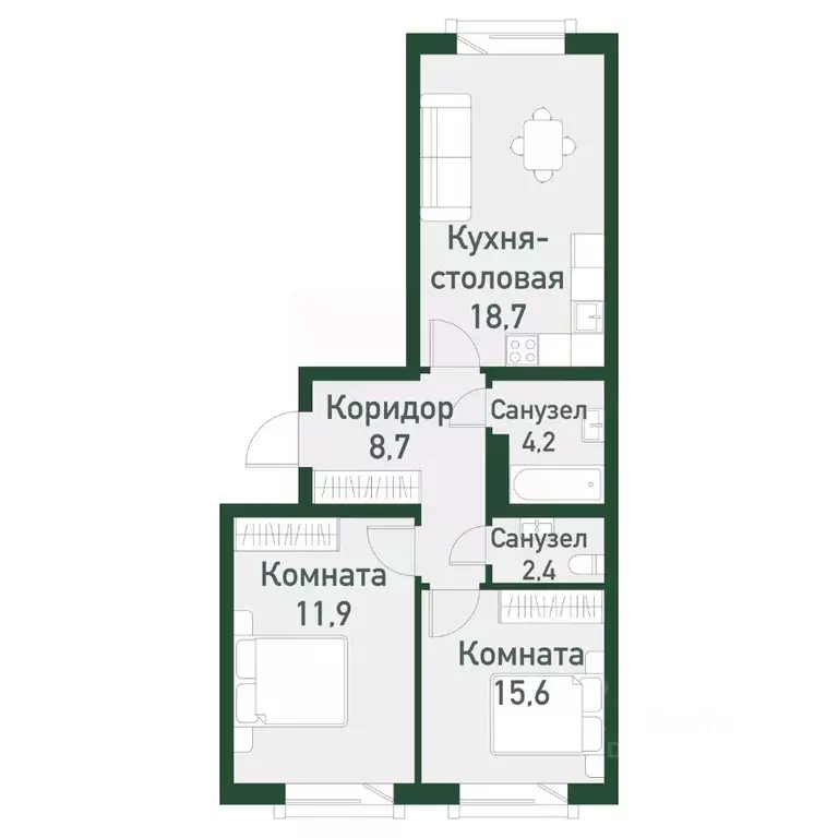2-к кв. Челябинская область, Челябинский городской округ, пос. ... - Фото 0