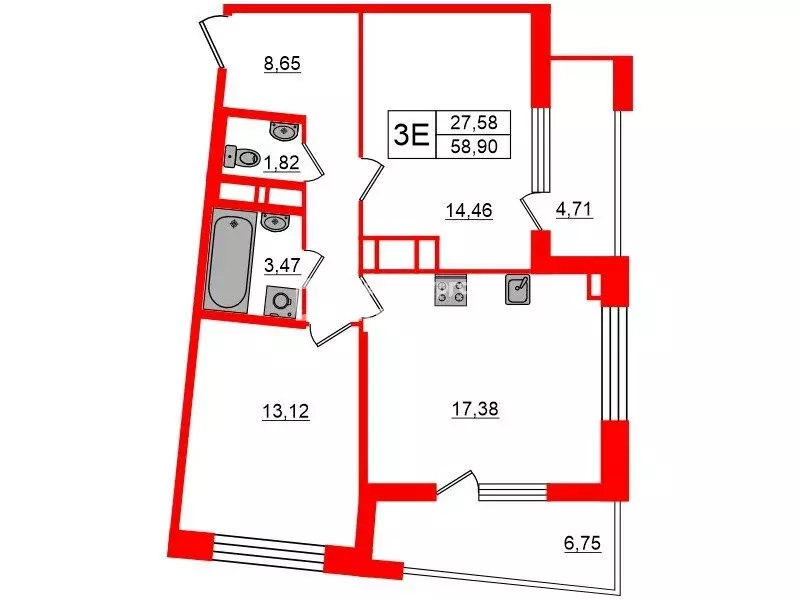 2-комнатная квартира: Санкт-Петербург, Уральская улица, 25 (58.9 м) - Фото 0