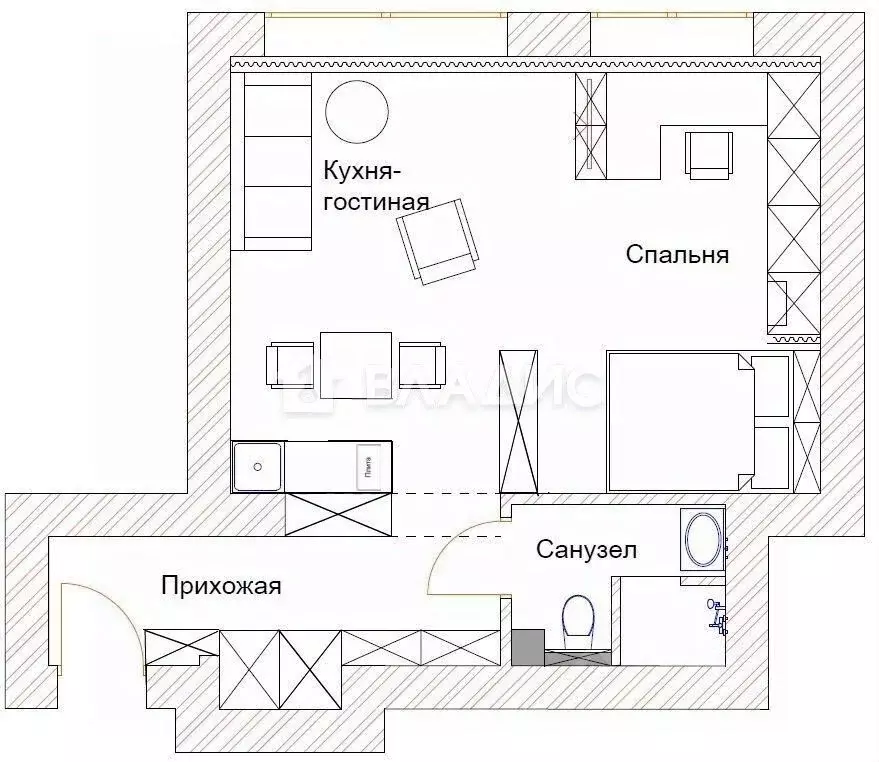 Студия Москва Волгоградский просп., 32/3к5 (46.0 м) - Фото 2