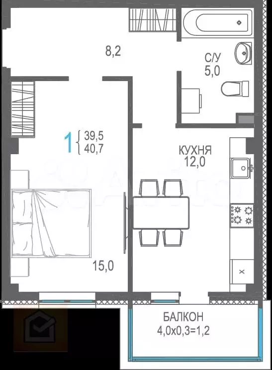 1-к. квартира, 43,5 м, 3/9 эт. - Фото 0