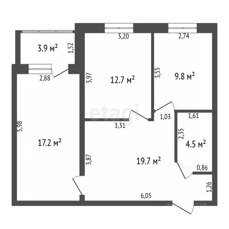 3-к кв. Калужская область, Обнинск ул. Любого, 11 (63.9 м) - Фото 2