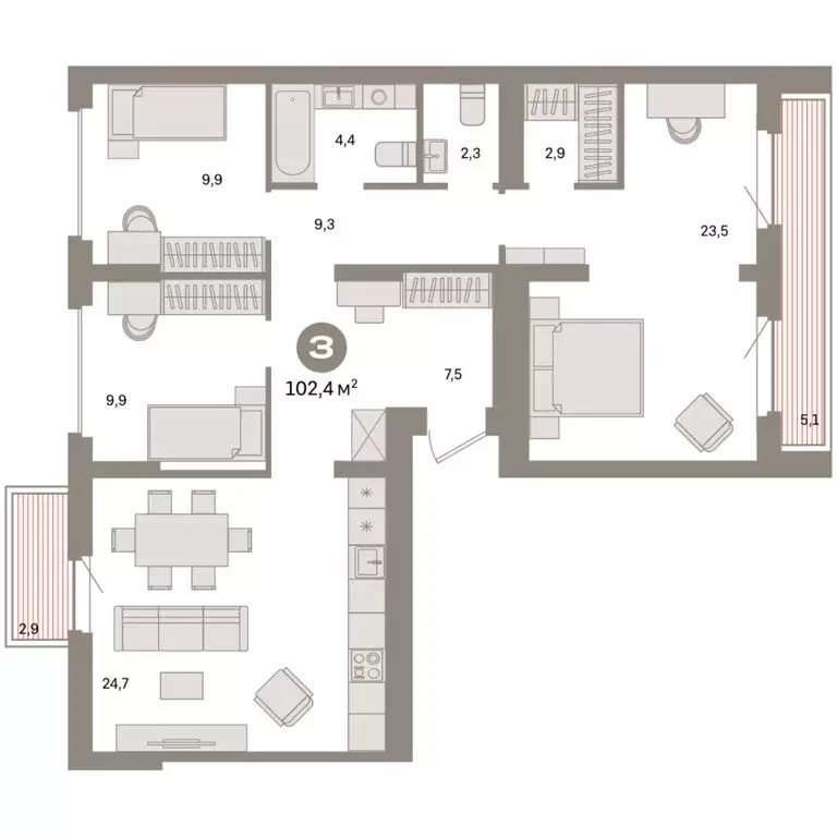 3-комнатная квартира: Екатеринбург, жилой район Сортировочный, ... - Фото 1