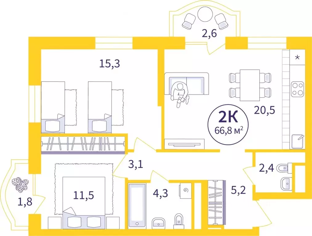 2-к кв. Свердловская область, Екатеринбург ул. 22-го Партсъезда, 3 ... - Фото 1