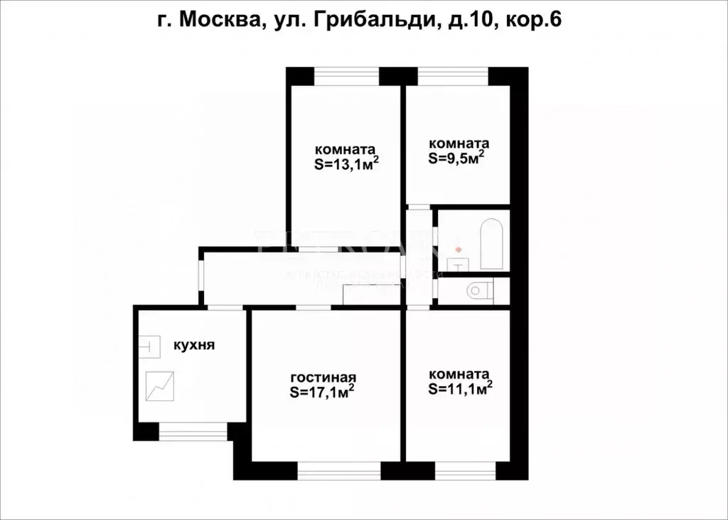 4-к кв. Москва ул. Гарибальди, 10К6 (73.9 м) - Фото 2