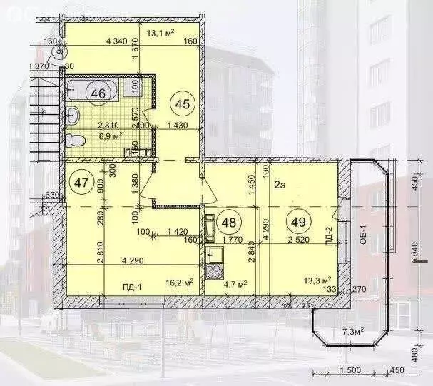 2-комнатная квартира: Абакан, улица Генерала Тихонова, 12к3 (53.4 м) - Фото 0