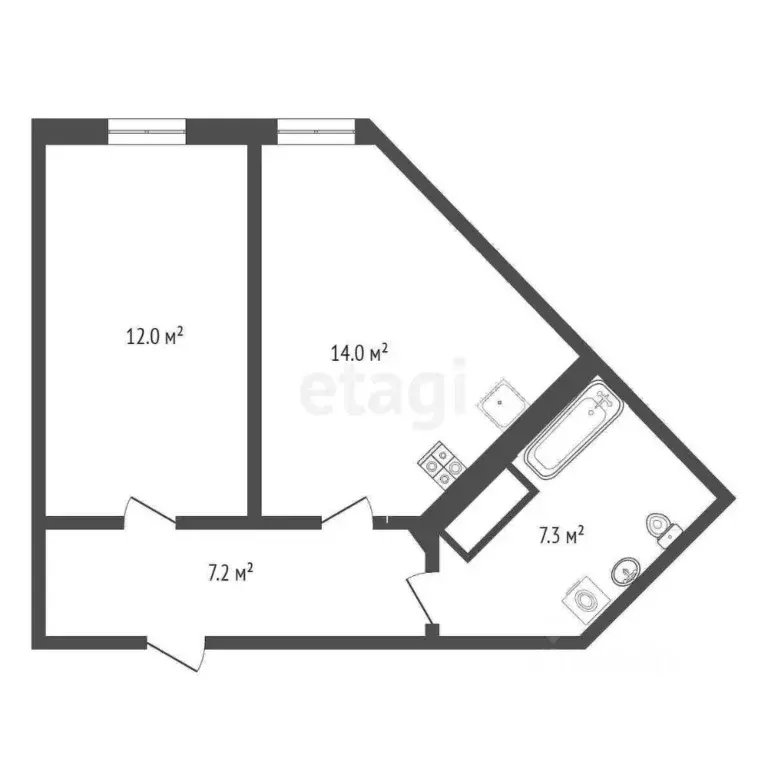 1-к кв. Тюменская область, Тюмень ул. Республики, 204к13 (40.1 м) - Фото 1