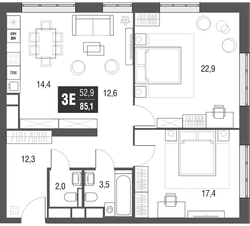 3-к кв. Москва проезд Серебрякова, 11к2 (84.4 м) - Фото 1