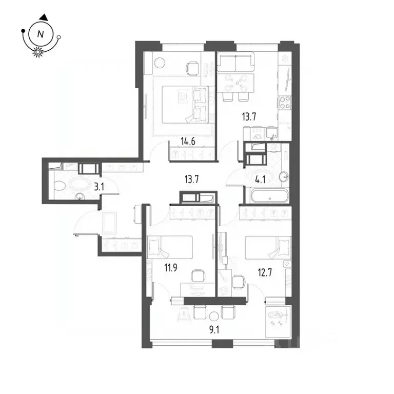 3-к кв. Омская область, Омск Зеленая река мкр, 1 (78.3 м) - Фото 0