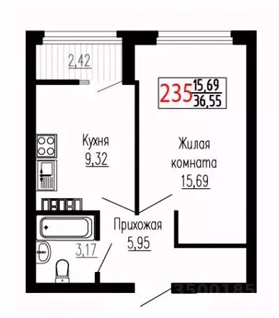 1-к кв. Свердловская область, Екатеринбург ул. Лыжников, 3 (36.3 м) - Фото 0