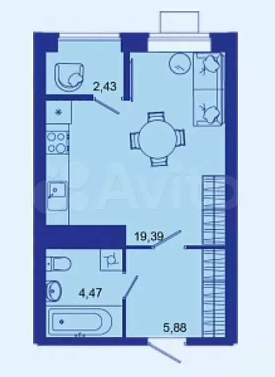 Квартира-студия, 32,2 м, 14/16 эт. - Фото 1